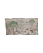 Linen Printed Wall Hanging with Landscape & Birds, Wood Rod Hanger
