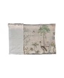 Linen Printed Wall Hanging with Landscape & Birds, Wood Rod Hanger