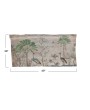 Linen Printed Wall Hanging with Landscape & Birds, Wood Rod Hanger