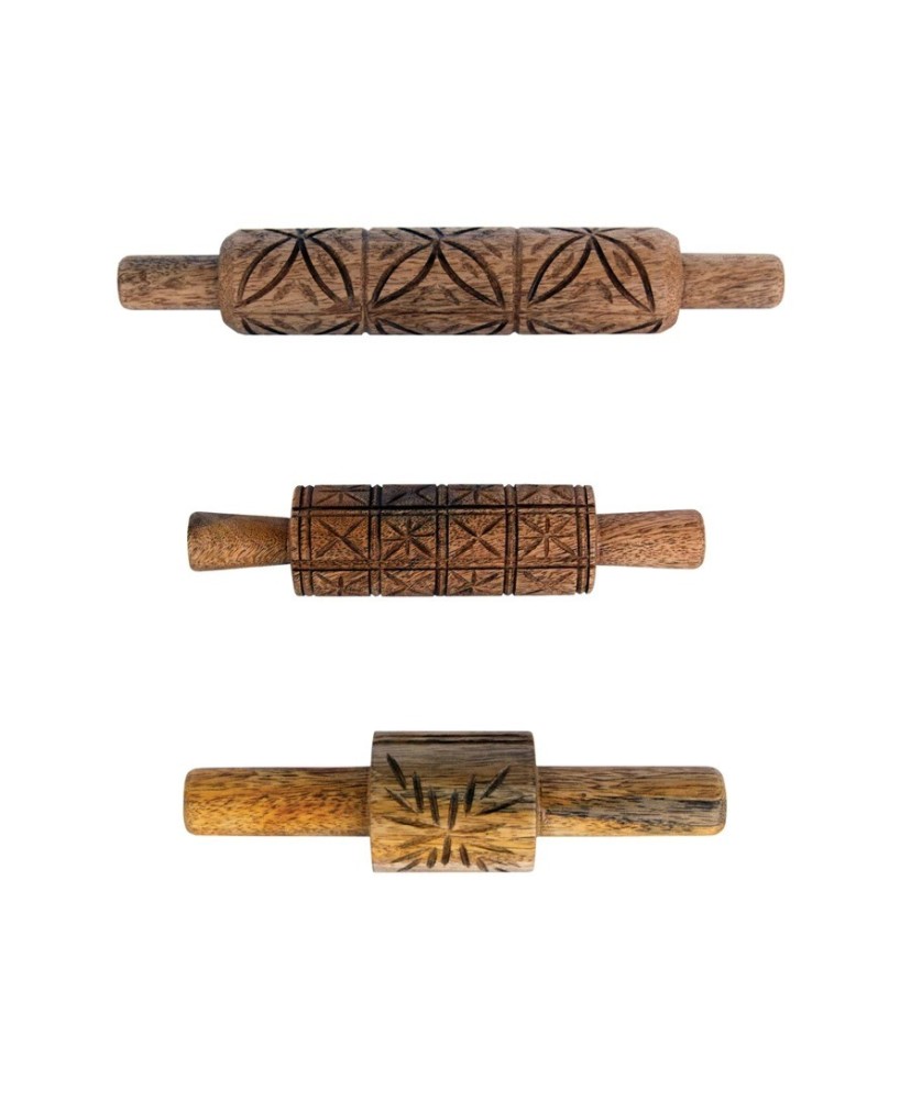 Hand-Carved Mango Wood Rolling Pins – Set of 3 for Baking & Decor Hand-Carved Mango Wood Rolling Pins – Set of 3 for Baking & Decor