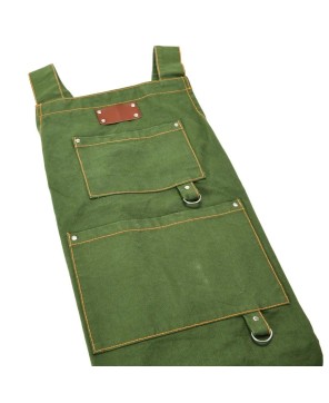 Cotton Canvas Cross Back Apron with Pockets & Rivets - Green