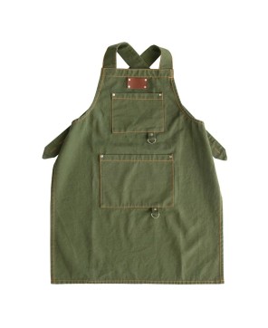 Cotton Canvas Cross Back Apron with Pockets & Rivets - Green