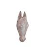 Handmade Terra-cotta Horse Head Wall Décor, Whitewashed, Boho Style