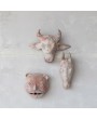 Handmade Terra-cotta Horse Head Wall Décor, Whitewashed, Boho Style