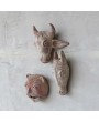 Handmade Terra-cotta Horse Head Wall Décor, Whitewashed, Boho Style