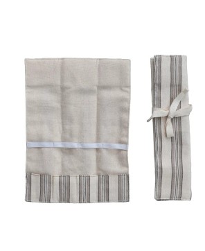 Woven Cotton Roll-up Cutlery Pouch – Striped, Eco-Friendly & Stylish
