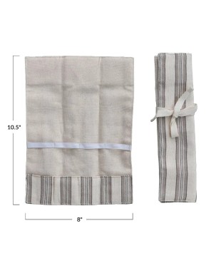 Woven Cotton Roll-up Cutlery Pouch – Striped, Eco-Friendly & Stylish