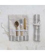 Woven Cotton Roll-up Cutlery Pouch – Striped, Eco-Friendly & Stylish