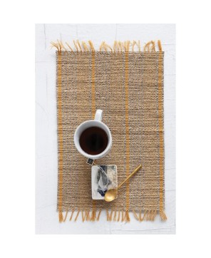Natural Bamboo Placemat with Stripes & Fringe – Eco-Friendly & Stylish