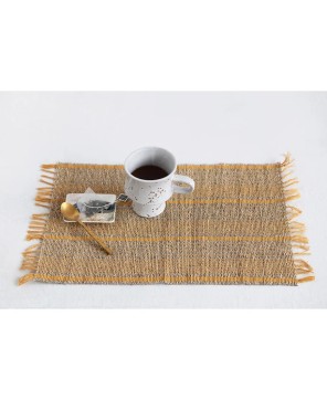Natural Bamboo Placemat with Stripes & Fringe – Eco-Friendly & Stylish
