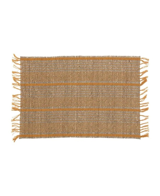 Natural Bamboo Placemat with Stripes & Fringe – Eco-Friendly & Stylish