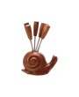 Wood Snail Shaped Holder with Appetizer Picks – Set of 7