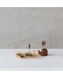 Wood Snail Shaped Holder with Appetizer Picks – Set of 7