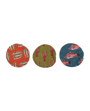 Reusable Cotton Food Cover Set – 3 Sea Life Patterns, Eco-Friendly