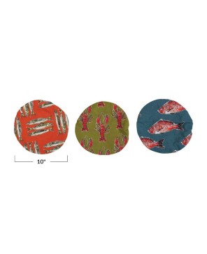 Reusable Cotton Food Cover Set – 3 Sea Life Patterns, Eco-Friendly