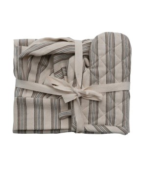 Cotton Child Chef Set – Apron, Hat & Oven Mitt | Striped Design