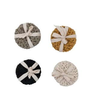 Handmade Cotton Crocheted Coasters – Set of 4 in 4 Colors