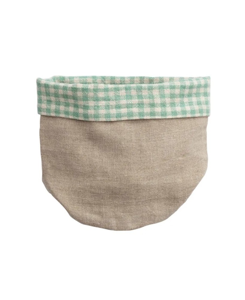 Hand-Woven Linen Bread Basket w/ Aqua Gingham Lining – Farmhouse Style Hand-Woven Linen Bread Basket w/ Aqua Gingham Lining – Farmhouse Style
