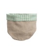 Hand-Woven Linen Bread Basket w/ Aqua Gingham Lining – Farmhouse Style