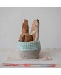 Hand-Woven Linen Bread Basket w/ Aqua Gingham Lining – Farmhouse Style