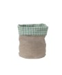Hand-Woven Linen Bread Basket w/ Aqua Gingham Lining – Farmhouse Style