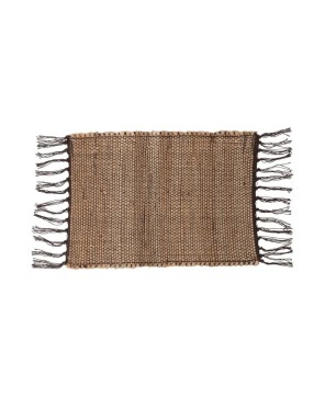 Woven Jute & Cotton Placemat with Fringe – Natural Brown Dining Decor