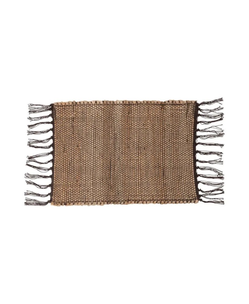 Woven Jute & Cotton Placemat with Fringe – Natural Brown Dining Decor Woven Jute & Cotton Placemat with Fringe – Natural Brown Dining Decor