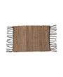 Woven Jute & Cotton Placemat with Fringe – Natural Brown Dining Decor