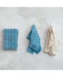 Cotton Dobby Tea Towels – Natural & Blue, Set of 2