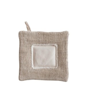 Woven Hemp Fiber & Cotton Canvas Pot Holder w/ Patch