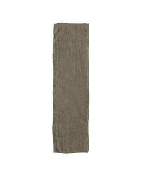 Stonewashed Linen Table Runner – Olive, 108"L x 14"W
