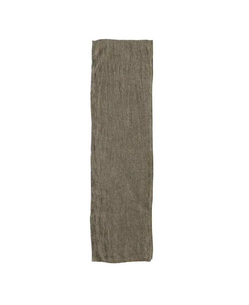 Stonewashed Linen Table Runner – Olive, 108"L x 14"W Stonewashed Linen Table Runner – Olive, 108"L x 14"W