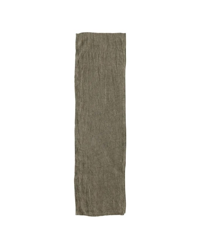 Stonewashed Linen Table Runner – Olive, 108"L x 14"W