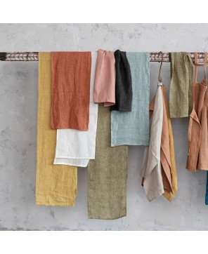Stonewashed Linen Table Runner – Olive, 108"L x 14"W