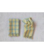 Woven Cotton & Linen Tea Towels with Fringe – Set of 2, Yellow & Blue