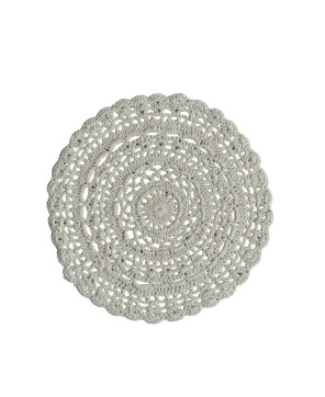 Recycled Cotton Blend Crocheted Placemat – 15" Round, Natural