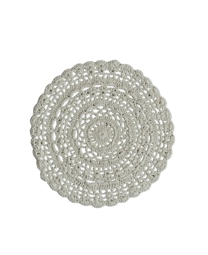 Recycled Cotton Blend Crocheted Placemat – 15" Round, Natural