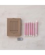Flameless LED Wax Taper Candles Pink Set of 6 with Timer & Remote