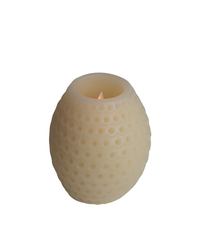 Flameless LED Debossed Pillar Candle with 6-Hour Timer - Cream Color