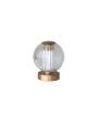 Glass & Metal Pleated LED Table Lamp with Touch Sensor - Antique Brass