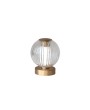 Glass & Metal Pleated LED Table Lamp with Touch Sensor - Antique Brass