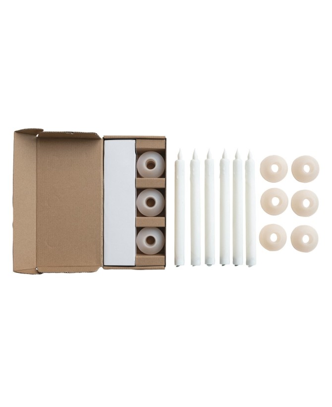 Flameless LED Taper Candles w/ Holder in Box, Set of 6