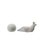 LED Orb Light with Snail Shaped Holder, Set of 2, Stoneware, Cream