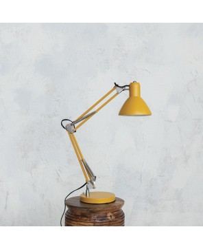 Metal Articulating Table Lamp in Yellow with Inline Switch