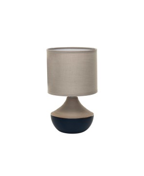 Stoneware Table Lamp with Linen Shade - Black & Natural, Cozy Lighting