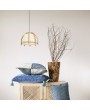 Rattan and Cotton Pendant Lamp with 4' Cord in Natural Boho Style