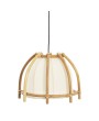 Rattan and Cotton Pendant Lamp with 4' Cord in Natural Boho Style