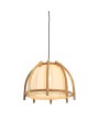Rattan and Cotton Pendant Lamp with 4' Cord in Natural Boho Style