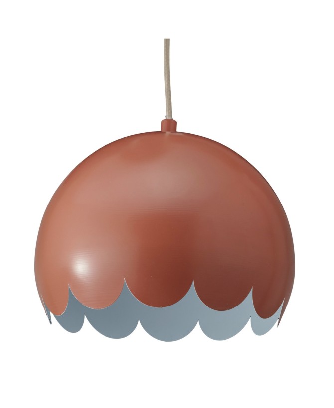 Metal Scalloped Pendant Lamp with 6' Cord in Clay Color