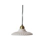 Stoneware Pleated Pendant Lamp with Antique Brass Finish